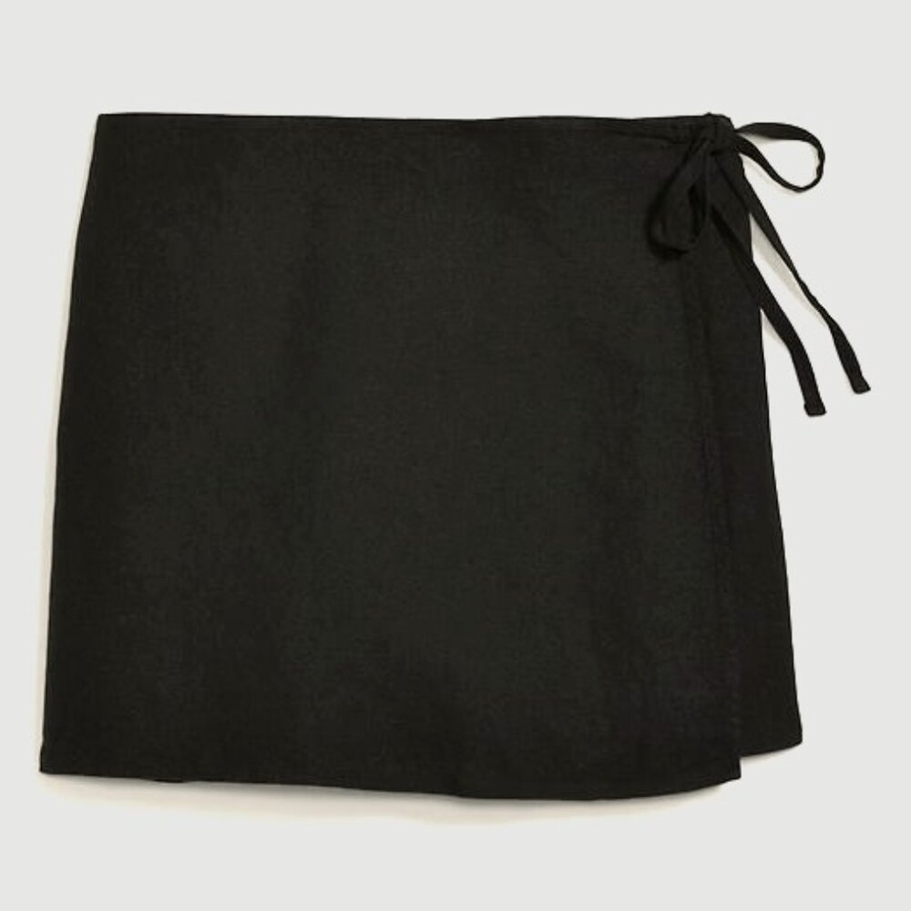 Excellent Condition, SZ PM, Linen Skirt Skort w/ Side Tie, Black